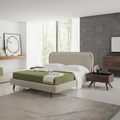 Bedroom set 5-piece luxury double bed 2 nightstands luxury dresser with mirror