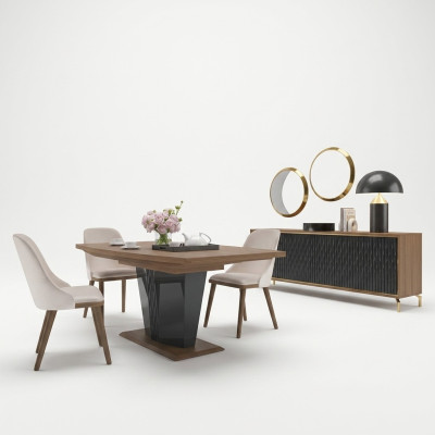 Dining table dining room set 8-piece dining group modern sideboard set new 4x chairs