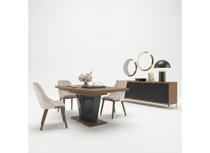 Dining table dining room set 8-piece dining group modern sideboard set new 4x chairs