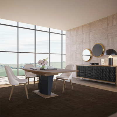 Dining group modern dining table dining room 6x chairs wood furniture luxury