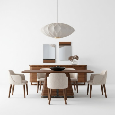 Modern dining room dining table 4x chairs dining set sideboard luxury furniture 2x mirrors