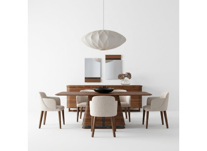 Modern dining room dining table 4x chairs dining set sideboard luxury furniture 2x mirrors