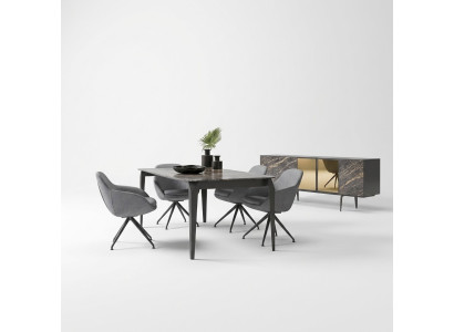 Luxury Dining Room Complete Dining Table 4x Chairs Furniture Sideboard with Mirror