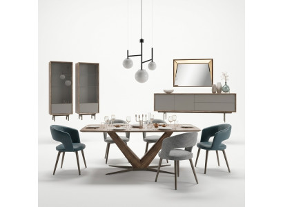 Dining room set 9-piece dining table complete chairs 4x wood sideboard new wooden cabinet