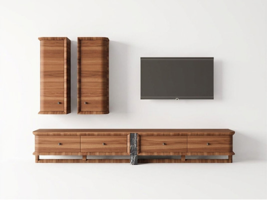 Complete wall unit living room TV stand 2x wall cabinet wooden furniture