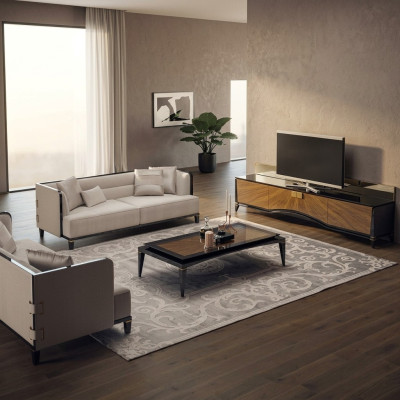 Upholstered Furniture Sofa Couch Designer 2x Three-Seater Sofas Modern White Interior