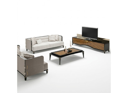 Upholstered Furniture Sofa Couch Designer 2x Three-Seater Sofas Modern White Interior