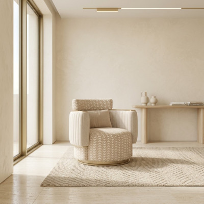 Beige Armchair Living Room Luxury Upholstered Furniture Design Modern Interior New