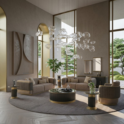Complete 3-piece upholstered sofa three-seater modern armchair living room two-seater couch