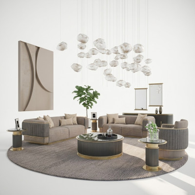 Complete 3-piece upholstered sofa three-seater modern armchair living room two-seater couch