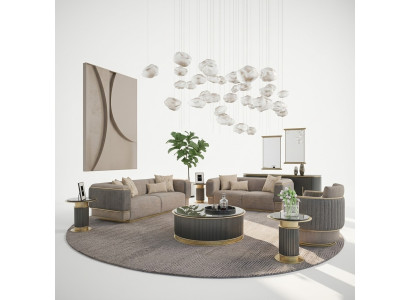 Complete 3-piece upholstered sofa three-seater modern armchair living room two-seater couch