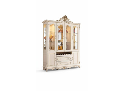 Showcase wood classic living room furniture new luxury interior pearl white