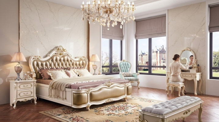 Bedroom set classic designer wooden furniture luxury new 8-piece