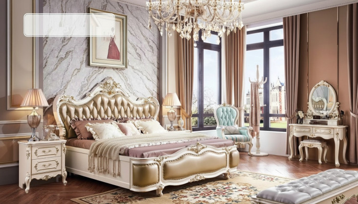 Bedroom set classic designer wooden furniture luxury new 8-piece