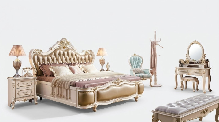 Bedroom set classic designer wooden furniture luxury new 8-piece