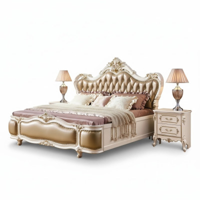 Classic luxury bedroom luxury set 3-piece bed + 2x bedside tables new