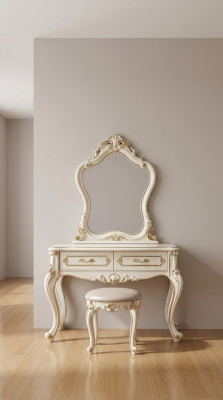 Bedroom set classical furniture dressing table with mirror stool 2-piece set