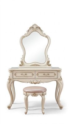 Bedroom set classical furniture dressing table with mirror stool 2-piece set
