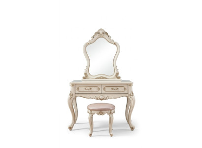 Bedroom set classical furniture dressing table with mirror stool 2-piece set