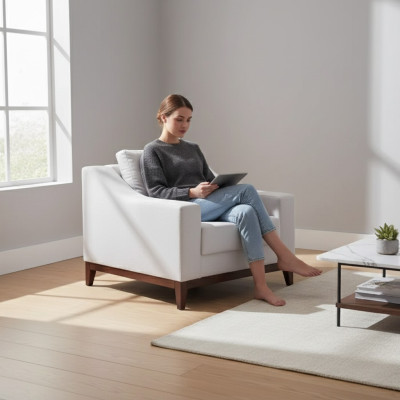 Armchair white Scandinavian upholstered armchair TV armchair lounge club furniture