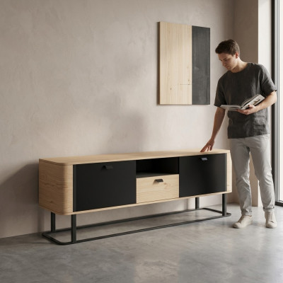 Wall unit, RTV sideboard, TV stand, low side, wall units, wood, metal