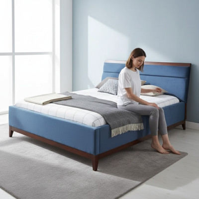 Bed bedroom luxury furniture in blue color novelty for your interiors