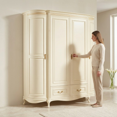 Wardrobe Luxury White Bedroom Wardrobe Wooden Furniture Cabinets