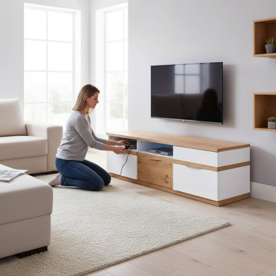 TV stand television wall living wall low board white high gloss TV stand