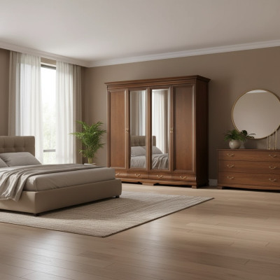 Wardrobe bedroom cabinet brown color Baroque Rococo cabinets
