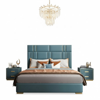 Luxury bedroom bed design, upholstered double hotel beds furniture 180x200