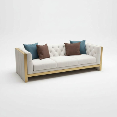Living room set sofa 3+1 seater luxurious white sofas design leather new