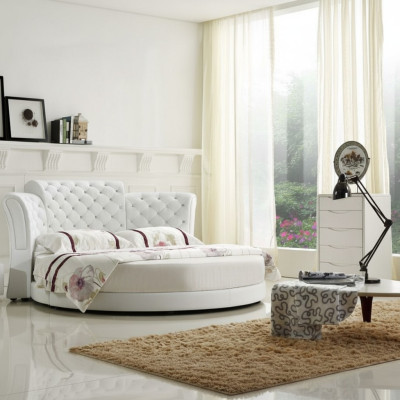 Round bed round design beds leather double luxury hotel frame sleep room
