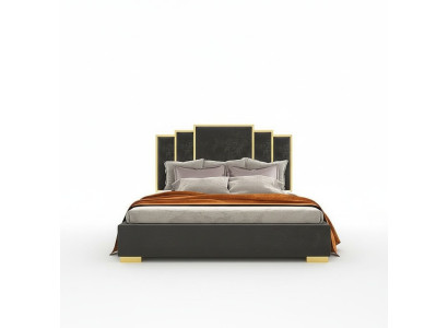 Bed 2x Nightstand 3-piece Bedroom Set Design Modern Luxury Nightstands
