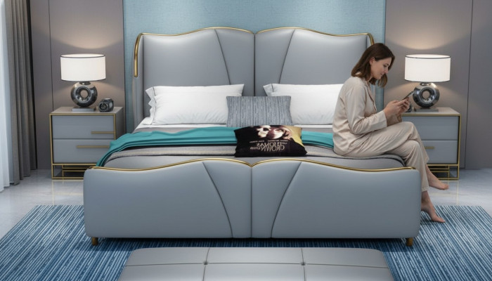Bed 2x Nightstand 3-piece Bedroom Set Design Furniture Modern Luxury Beds New