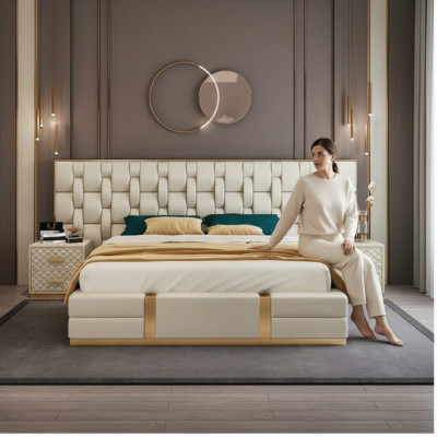 Luxury bedroom set complete room furniture bed nightstand furnishings