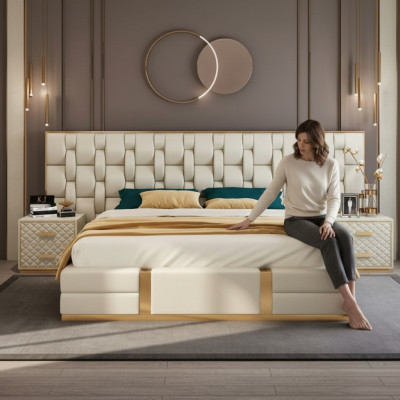 Bed Cushion Design Luxury Double Hotel Beds beige Luxury Hotel New