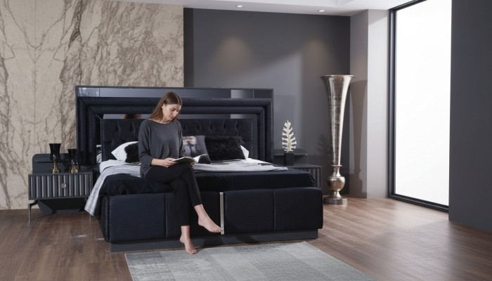 Black luxury Chesterfield double bed modern bed frames wooden furniture