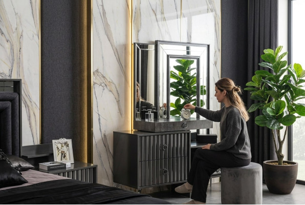 Black vanity luxury wood console designer bedroom furniture