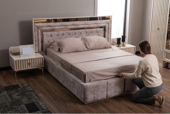 Mole's bedroom set designer furniture double bed bedside tables wooden furniture