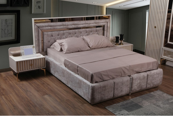 Mole's bedroom set designer furniture double bed bedside tables wooden furniture