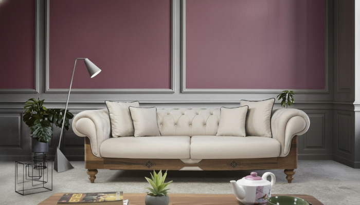 Brown-White Chesterfield Sofa Designer Living Room Couch Seating Furniture New