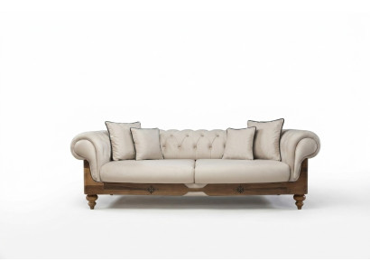 Brown-White Chesterfield Sofa Designer Living Room Couch Seating Furniture New