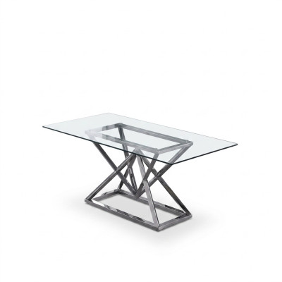 Glass Table, Column Tables, Silver Tables, Glass Tables, Table, Luxury Furniture, 180x90