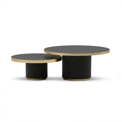 Designer coffee table set: 2x coffee tables, living room, stainless steel furniture, table.