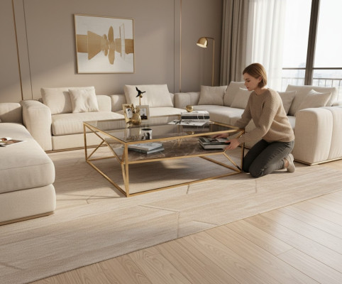 Modern marble living room coffee table luxury stainless steel table glass top