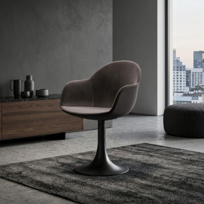 Designer black dining room chair with stainless steel base luxury single-seater new