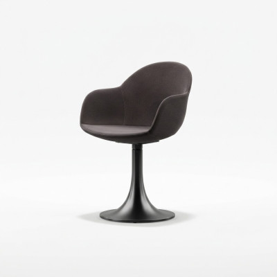 Designer black dining room chair with stainless steel base luxury single-seater new