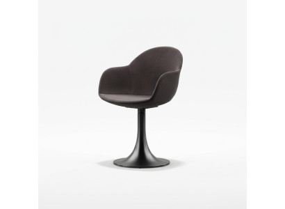 Designer black dining room chair with stainless steel base luxury single-seater new