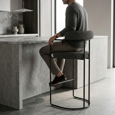 Gray luxury stainless steel bar stool designer bar furniture stool frame