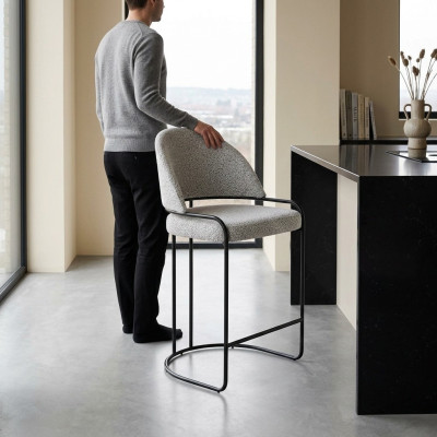 Gray bar stool with stainless steel legs dining chair high design chairs
